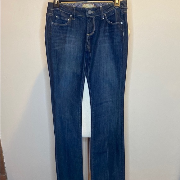 Paige Premium Denim 'Laurel Canyon' Low Rise Boot Cut Jeans in a Dark Wash 25x34 - Picture 1 of 8